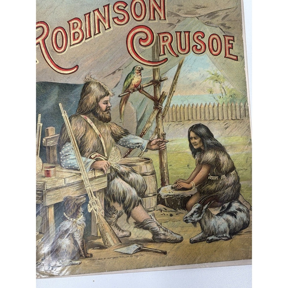 Robinson Crusoe 1902 published by Mc Loughlin Bros NY Book Rare Antique - Picture 2 of 4